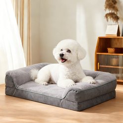 LFC PETS Waterproof Orthopedic Bolster Dog & Cat Bed with Removable Cover, Grey, Medium