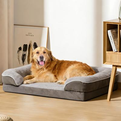Show full view: LFC PETS Waterproof Orthopedic Bolster Dog & Cat Sofa Bed with Removable Cover, Grey, X-Large slide 4 of 10