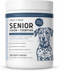 Chew + Heal Senior Vision + Cognition Soft Chews Supplement for Senior Dogs, 120 count