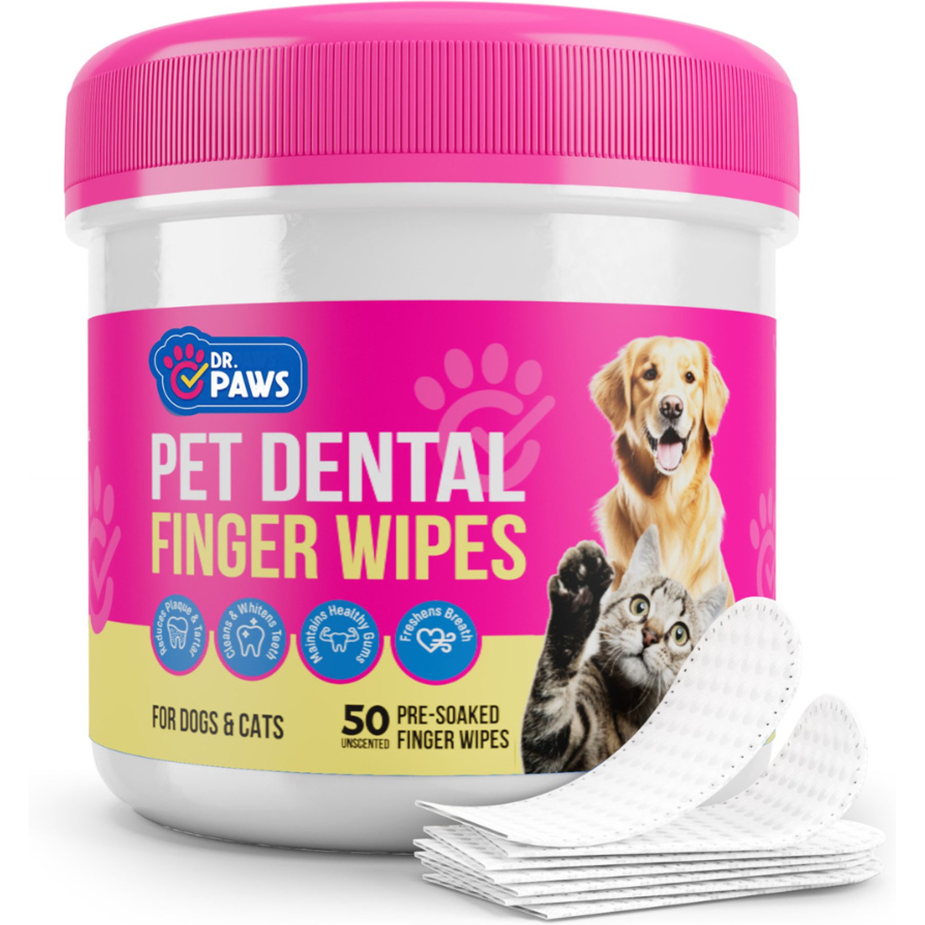 Dr. Paws Dog Dental Finger Wipes, 50 count