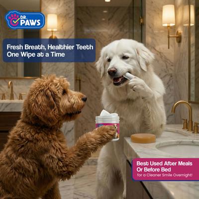 Show full view: Dr. Paws Peanut Butter Scented Dog Dental Finger Wipes, 50 count slide 8 of 9