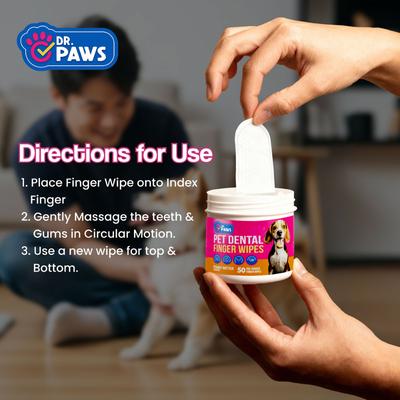 Show full view: Dr. Paws Peanut Butter Scented Dog Dental Finger Wipes, 50 count slide 7 of 9