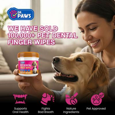 Show full view: Dr. Paws Peanut Butter Scented Dog Dental Finger Wipes, 50 count slide 9 of 9