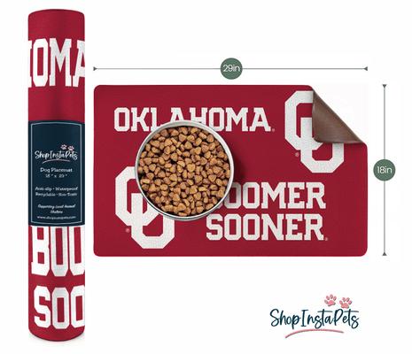 Show full view: ShopInstaPets Oklahoma Sooners Dog Placemat, Crimson, 18 x 29-in slide 3 of 3