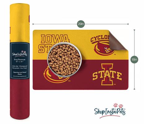 Show full view: ShopInstaPets Iowa State Cyclones Dog Placemat, Maroon, 18 x 29-in slide 3 of 3
