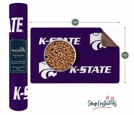 Show full view: ShopInstaPets Kansas State Wildcats Dog Placemat, Purple, 18 x 29-in slide 3 of 3