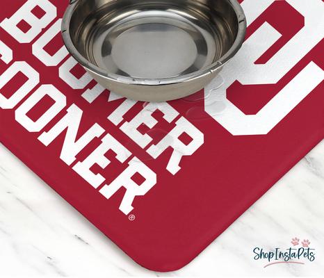 Show full view: ShopInstaPets Oklahoma Sooners Dog Placemat, Crimson, 18 x 29-in slide 2 of 3