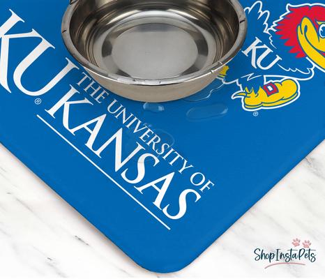 Show full view: ShopInstaPets Kansas Jayhawks Dog Placemat, Blue, 18 x 29-in slide 3 of 4