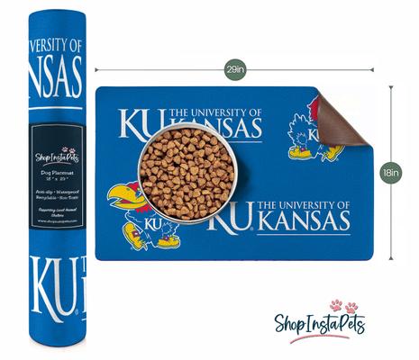 Show full view: ShopInstaPets Kansas Jayhawks Dog Placemat, Blue, 18 x 29-in slide 4 of 4