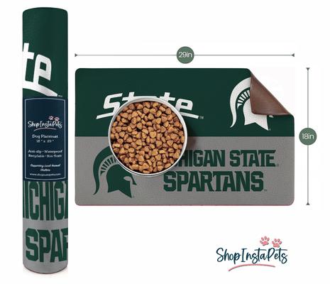 Show full view: ShopInstaPets Michigan State Spartans Dog Placemat, Green, 18 x 29-in slide 4 of 4