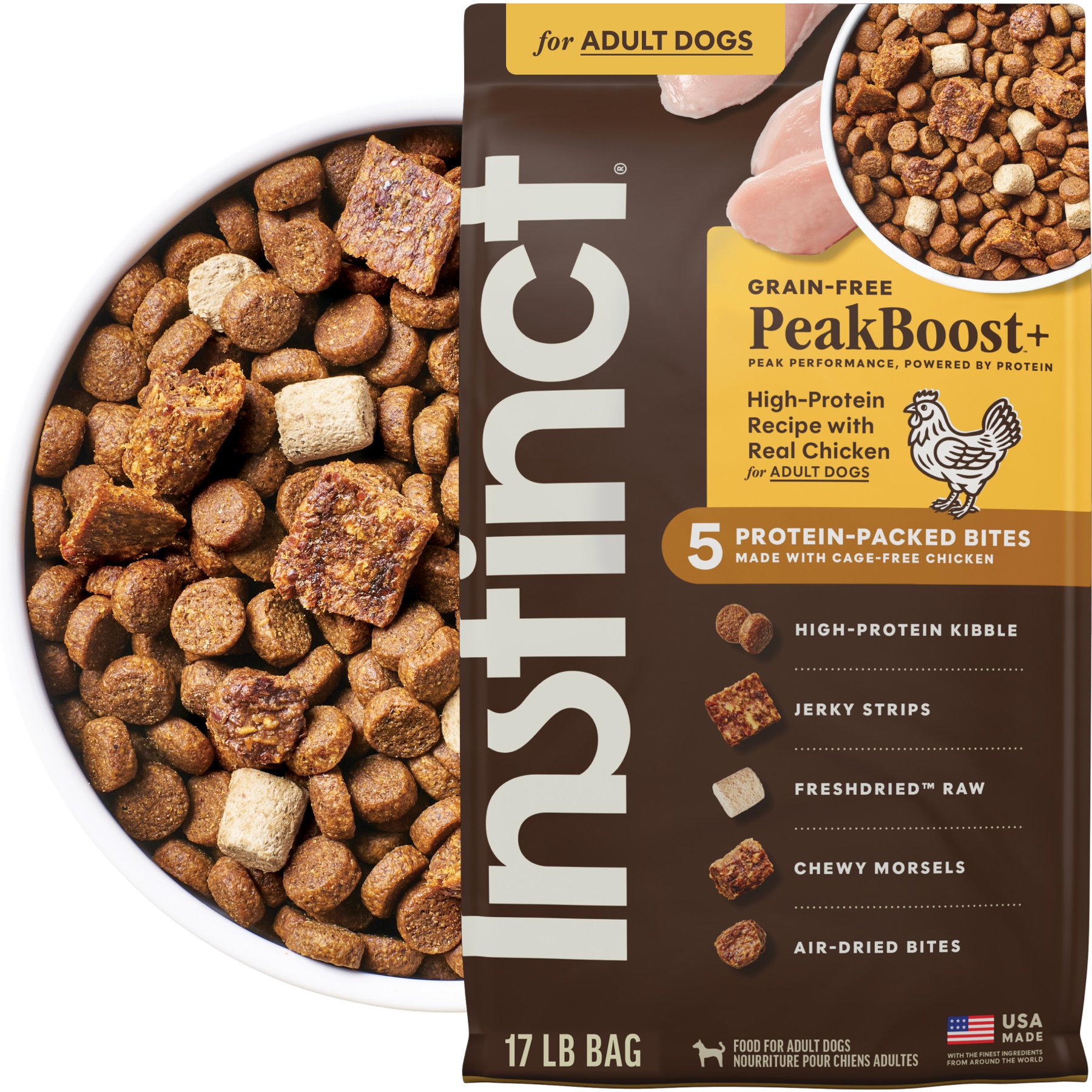 Instinct PeakBoost Grain-Free High-Protein Recipe with Real Chicken, 34-lb bundle