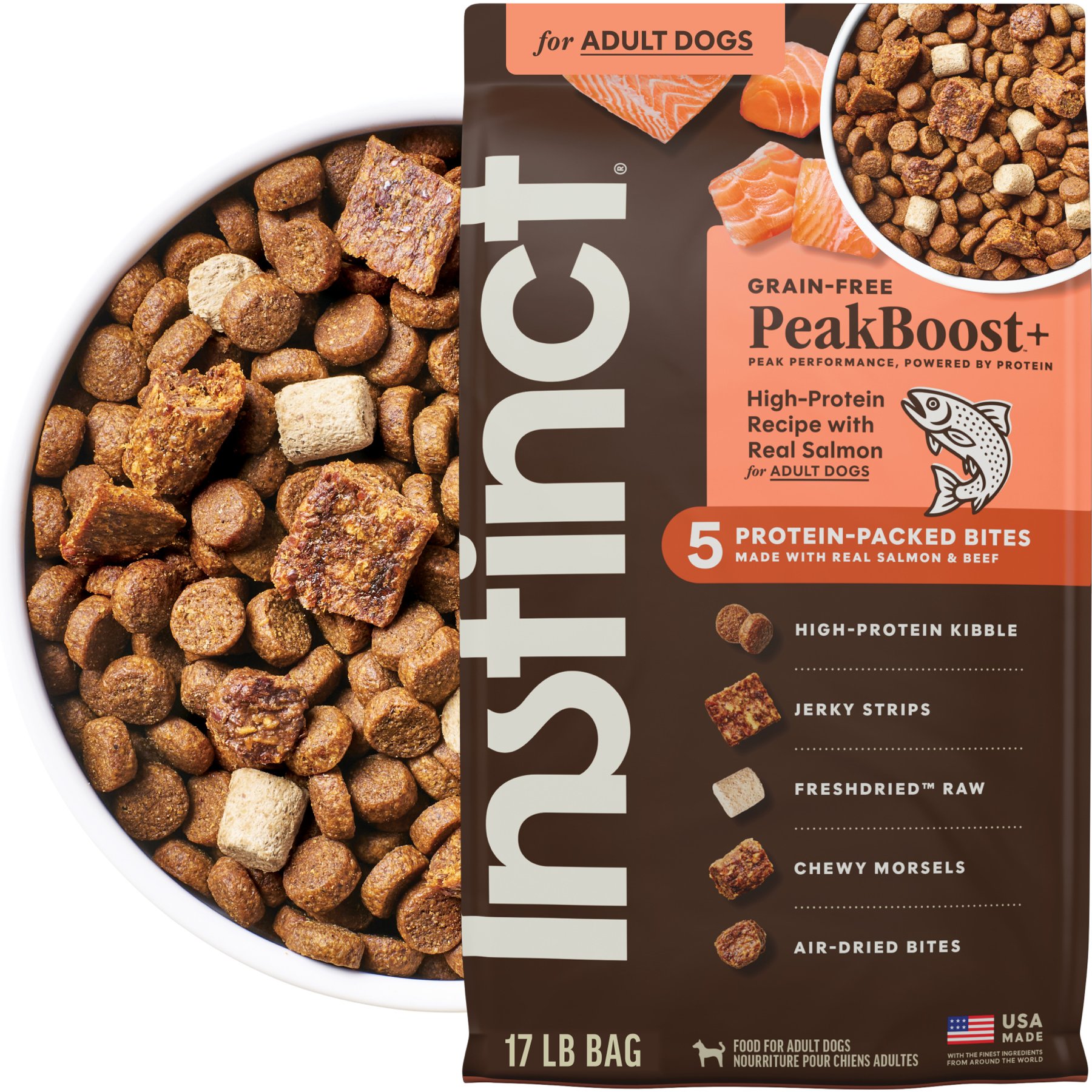 Instinct PeakBoost Grain-Free High-Protein Recipe with Real Salmon, 17-lb bag