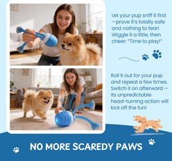 Nocciola Birdie Fetcher Boredom Relief Interactive Smart Squeaky Ball Dog Toy with Chirping Sound, Spinning Rope Tail & Rechargeable, Blue, Medium slide 2 of 6