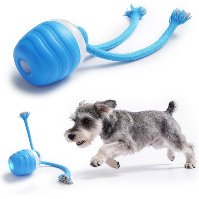 Nocciola Nocciola Birdie Fetcher Boredom Relief Interactive Smart Squeaky Ball Dog Toy with Chirping Sound, Spinning Rope Tail & Rechargeable, Blue, Medium