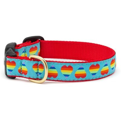 Up Country Up Country Rainbow Hearts Dog Collar, XX-Large: 21 to 27-in neck, 1-in wide