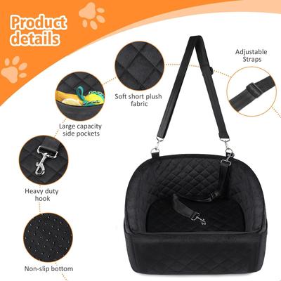 Show full view: NEEZUKAR Dog Car Seat Booster with Thick Cushion for Small/Medium Dogs, 17.8 x 17.8 x 18.9-in, Black slide 3 of 6