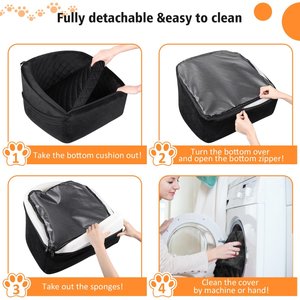 NEEZUKAR Dog Car Seat Booster with Thick Cushion for Small/Medium Dogs, 17.8 x 17.8 x 18.9-in, Black