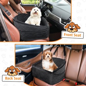 NEEZUKAR Dog Car Seat Booster with Thick Cushion for Small/Medium Dogs, 17.8 x 17.8 x 18.9-in, Black