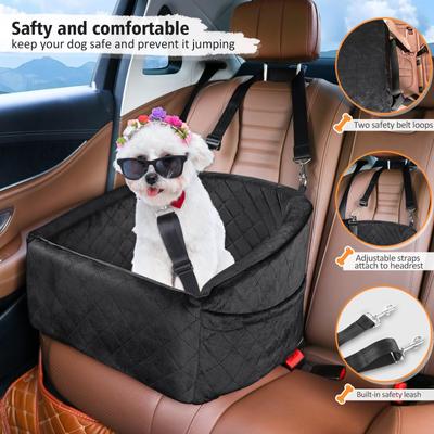 Show full view: NEEZUKAR Dog Car Seat Booster with Thick Cushion for Small/Medium Dogs, 17.8 x 17.8 x 18.9-in, Black slide 2 of 6