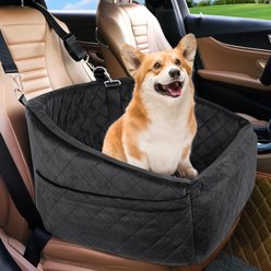 NEEZUKAR Dog Car Seat Booster with Thick Cushion for Small/Medium Dogs, 17.8 x 17.8 x 18.9-in, Black slide 1 of 6