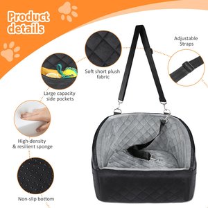 NEEZUKAR Dog Car Seat Booster with Thick Cushion for Small/Medium Dogs, 17.8 x 17.8 x 18.9-in, Black/Grey