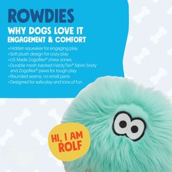 West Paw Rolf Rowdies Durable Squeaky Plush Dog Toy, Seafoam slide 2 of 7