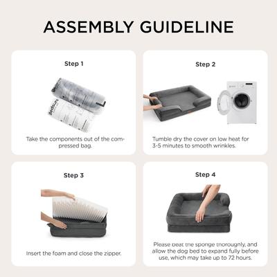 Show full view: Bedsure Orthopedic Bolster Dog Sofa Bed with Removable Cover, Dark Black, Large slide 6 of 10