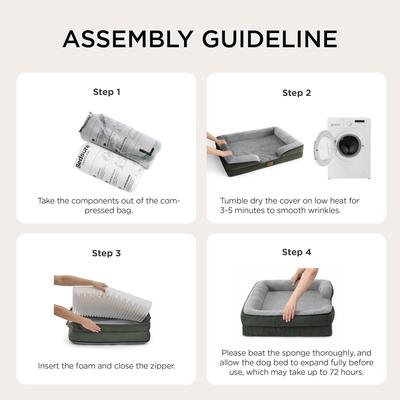 Show full view: Bedsure Orthopedic Bolster Dog Sofa Bed with Removable Cover, Dark Green, Medium slide 7 of 11