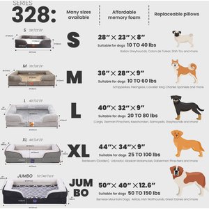 LaiFug Orthopedic Premium Memory Foam Dog Bed Sofa, Grey, Large