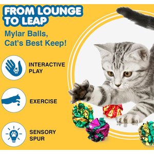 SunGrow Kitty Crinkle Balls Indoor Cat Toy, 12 count