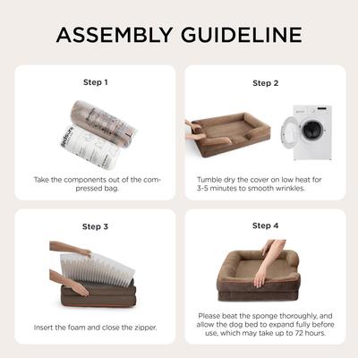 Show full view: Bedsure Orthopedic Bolster Dog Sofa Bed with Removable Cover, Dark Brown, Large slide 8 of 12