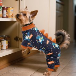 CuteBone Dino Small Dog Pajamas, Orange/Black, Small slide 2 of 9