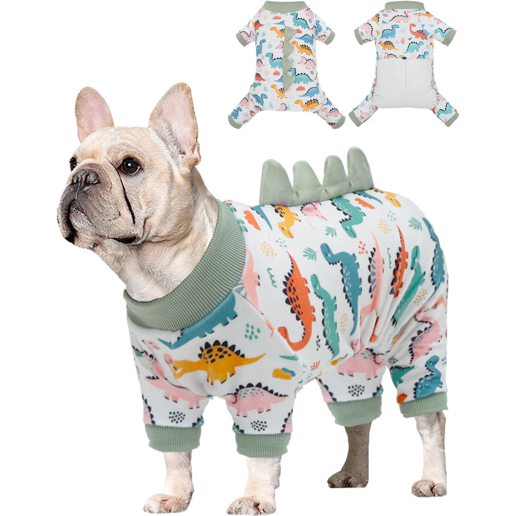 CuteBone Dino Small Dog Pajamas, Grey/Pink, X-Small