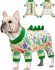 CuteBone Dino Small Dog Pajamas, Green, Large
