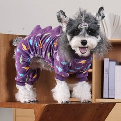 CuteBone Dino Small Dog Pajamas, Purple, Medium slide 2 of 9
