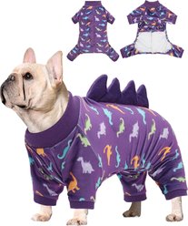 CuteBone Dino Small Dog Pajamas, Purple, Medium