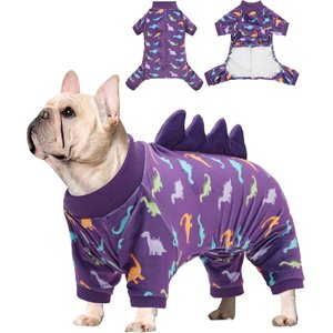 CuteBone Dino Small Dog Pajamas, Purple, X-Large