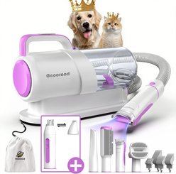 GEOOROOD 6-in-1 Pet Grooming Vacuum Kit, 2.2-L, White/Purple