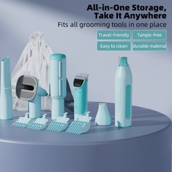 GEOOROOD 6-in-1 Pet Grooming Vacuum Kit, Blue/Green, 1.6-L slide 2 of 9