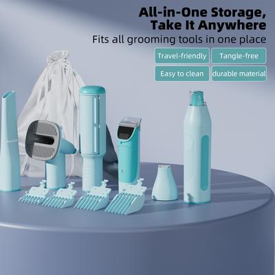 Show full view: GEOOROOD 6-in-1 Pet Grooming Vacuum Kit, Blue/Green, 1.6-L slide 9 of 9