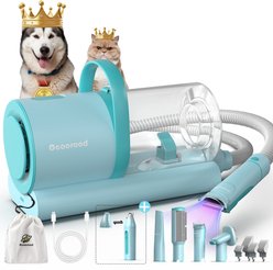 GEOOROOD 6-in-1 Pet Grooming Vacuum Kit, Blue/Green, 1.6-L
