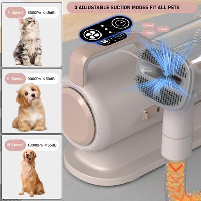 Show full view: GEOOROOD 4-in-1 Pet Grooming Vacuum Kit, 2.2-L, Pink slide 7 of 9