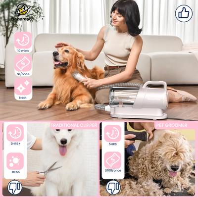 Show full view: GEOOROOD 4-in-1 Pet Grooming Vacuum Kit, 2.2-L, Pink slide 3 of 9