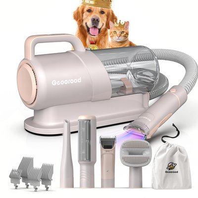 GEOOROOD GEOOROOD 4-in-1 Pet Grooming Vacuum Kit, 2.2-L, Pink