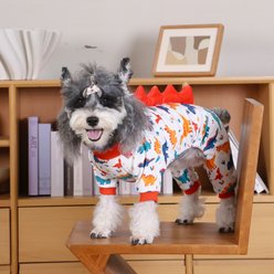 CuteBone Dino Small Dog Pajamas, Red/White, X-Large slide 2 of 9