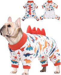 CuteBone Dino Small Dog Pajamas, Red/White, X-Large