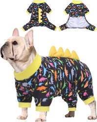 CuteBone Dino Small Dog Pajamas, Yellow/Black, X-Small
