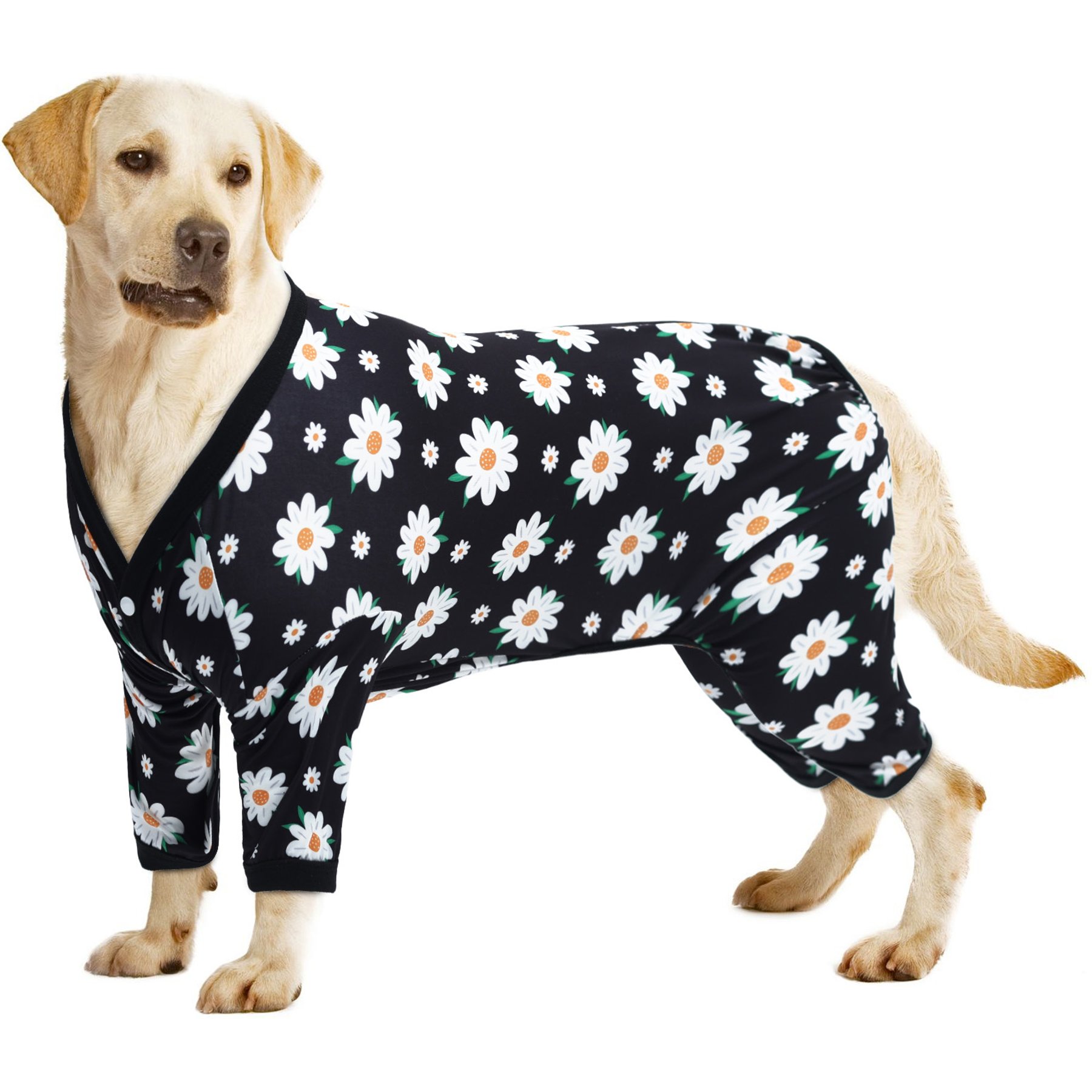 CuteBone Daisy Big Dog Pajamas, Black & White, Medium