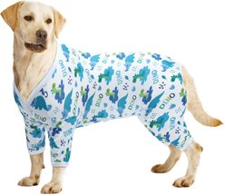 CuteBone Dino Big Dog Pajamas, Blue & White, Medium