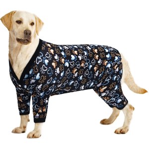CuteBone Paws Big Dog Pajamas, Black, Medium